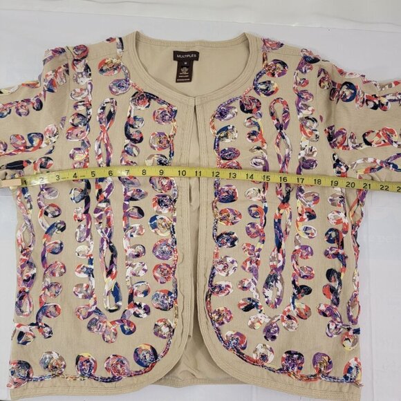 Multiples Women’s Linen Blend Multi-Color Cardigan Jacket – Size Medium - Picture 10 of 16